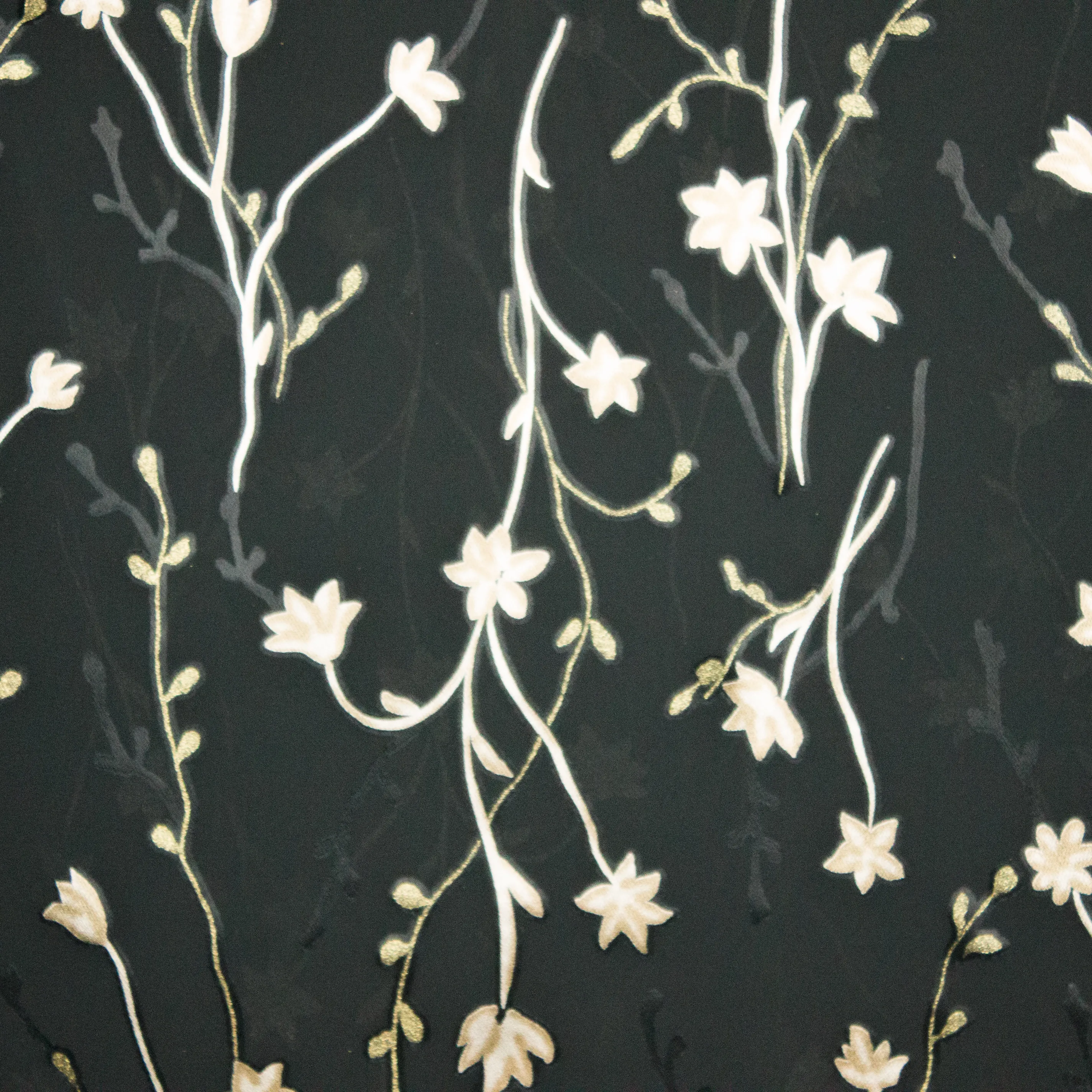 Voile met jacquard bloemen in goud